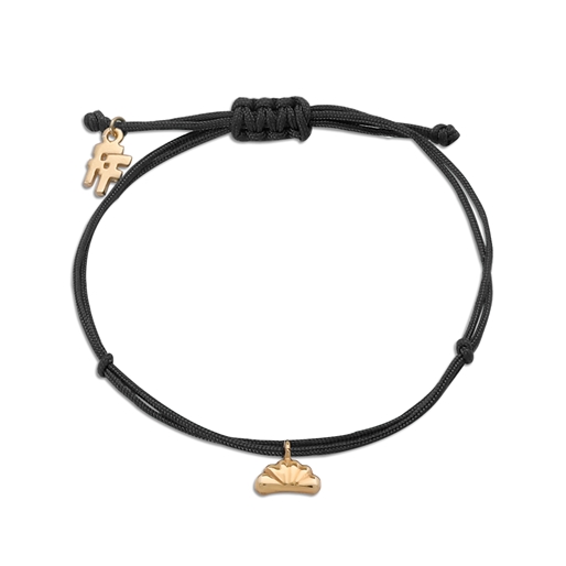 Fashionable.Me Cord Bracelet With Gold Plated Croissant Motif-