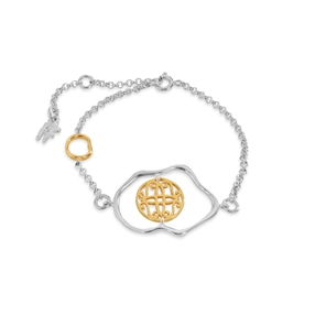 Kallos silver bracelet with irregular links and coin motif-