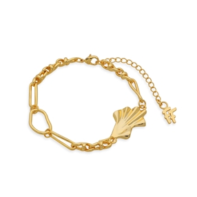 Ruffle glam gold plated chain bracelet wavy petal motif-