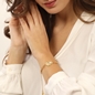 Ruffle glam gold plated chain bracelet wavy petal motif-
