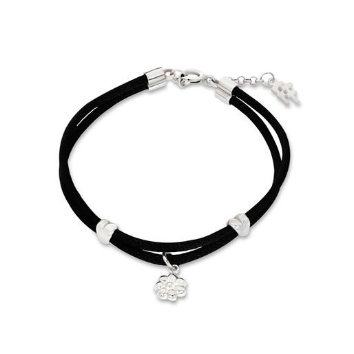 Fashionable.Me satin bracelet with silver flower-