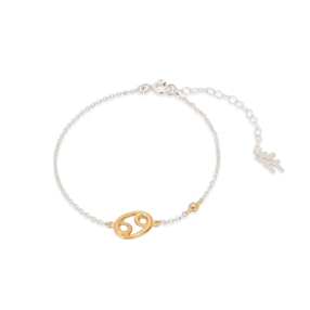 Star Sign silver chain bracelet with Cancer sign-
