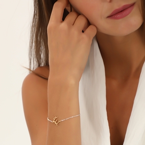 Star Sign silver chain bracelet with Virgo sign-