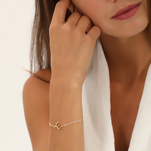 Star Sign silver chain bracelet with Virgo sign-