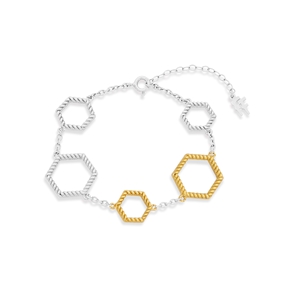 Vivid Symmetries silver chain bracelet with hexagons-