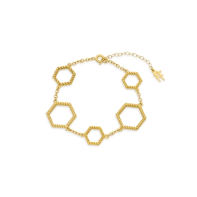 Vivid Symmetries gold plated chain bracelet with hexagons-
