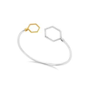 Vivid Symmetries silver bangle with hexagons-