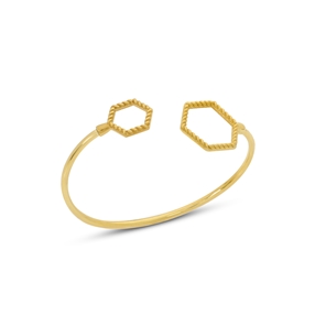 Vivid Symmetries gold plated bangle with hexagons-