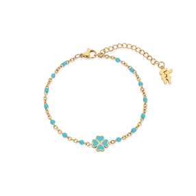 Blissful Heart4Heart gold plated chain bracelet with turquoise enamel and motif-