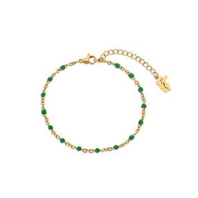Blissful Heart4Heart gold plated chain bracelet with green enamel-