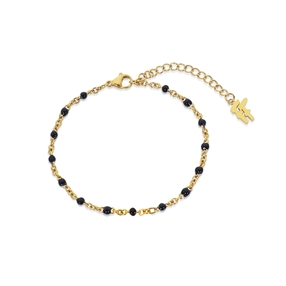 Blissful Heart4Heart gold plated chain bracelet with black enamel-