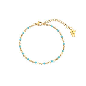 Blissful Heart4Heart gold plated chain bracelet with turquoise enamel-