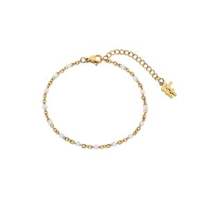 Blissful Heart4Heart gold plated chain bracelet with white enamel-