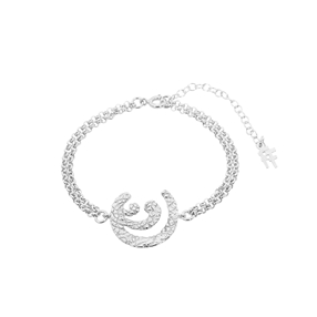 Wavy Flair silver double chain bracelet with wavy motif-