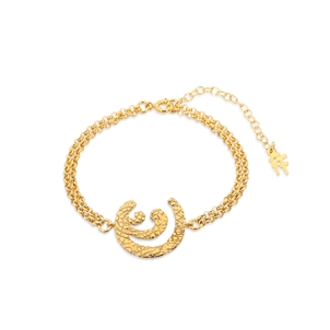 Wavy Flair gold plated double chain bracelet with wavy motif-