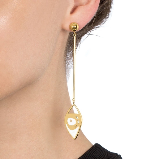 FF Talisman Yellow Gold Plated Long Earrings-