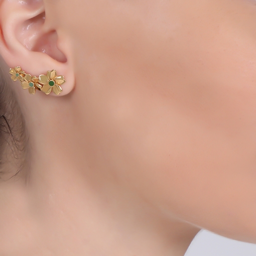 The Dreamy Flower gold plated small earrings with flowers-