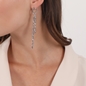 The Chain Addiction silvery earrings with double asymmetric chain-