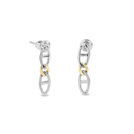 The Chain Addiction silvery earrings with gold plated element -