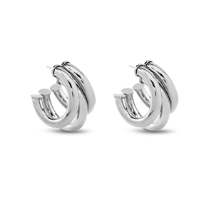 Hoops! large triple hoop silvery earrings-