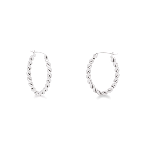 Hoops! oval braided silvery earrings-