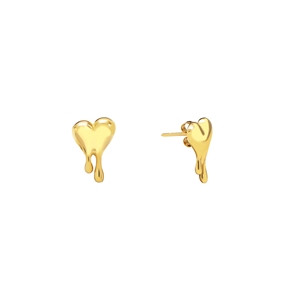 Melting Heart gold plated studs with heart-