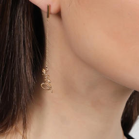 Melting Heart gold plated chain earrings with love motif-