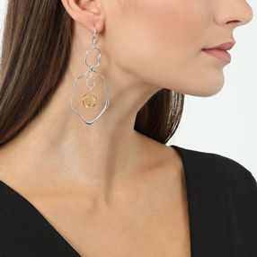 Kallos large dangle earrings with irregular links and coin motifs-