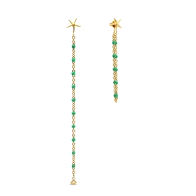Mare Bello gold plated chain earrings with green enamel-