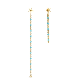 Mare Bello gold plated chain earrings with turquoise enamel-