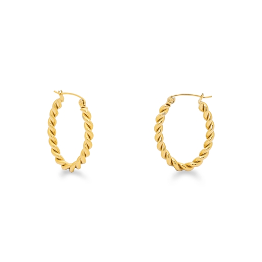 Hoops! oval braided gold plated earrings-
