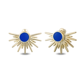Shine on me gold plated studs sunray motif and enamel-