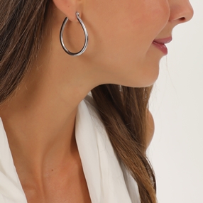 Hoops! thin oval silvery earrings-