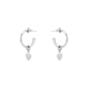 Fashionable.Me extra small silver hoops with heart charm-