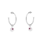 Fashionable.Me medium silver hoops with palmette and purple round charms-