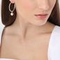 Fashionable.Me medium silver hoops with sphere and blue round charms-