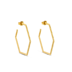Vivid Symmetries large gold plated hexagon-shaped hoops-