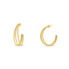 Hoops! large gold plated earrings with braided triple hoops-