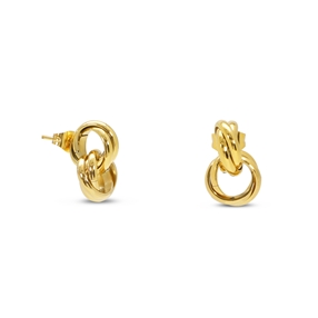 Hoops! short double motif gold plated earrings-