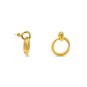 Hoops! long double motif gold plated earrings-