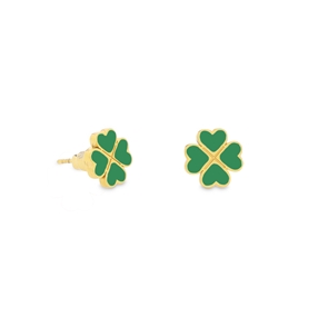 Blissful Heart4Heart gold plated studs with green enamel-