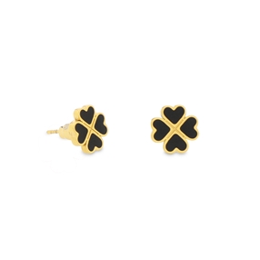 Blissful Heart4Heart gold plated studs with black enamel-