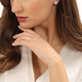 Blissful Heart4Heart gold plated studs with turquoise enamel-