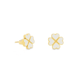Blissful Heart4Heart gold plated studs with white enamel-