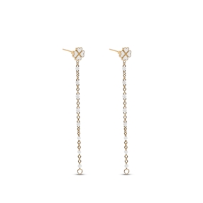 Blissful Heart4Heart gold plated chain earrings with white enamel-