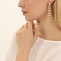 Blissful Heart4Heart gold plated long earrings with chains and white enamel-