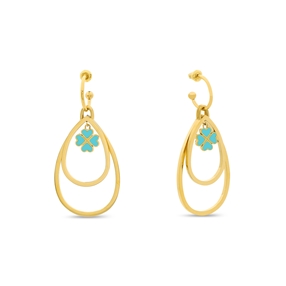 Blissful Heart4Heart gold plated earrings asymmetric motifs and turquoise enamel-