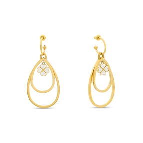 Blissful Heart4Heart gold plated earrings asymmetric motifs and white enamel-