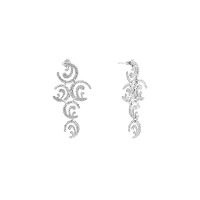 Wavy Flair silver dangle earrings with wavy motifs pattern-