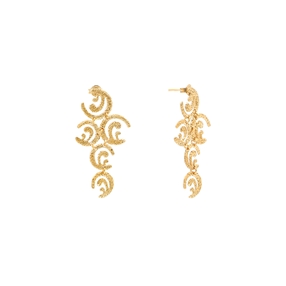 Wavy Flair gold plated dangle earrings with wavy motifs pattern-